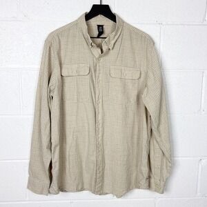 Mountain Hardwear Mens XL Plaid Button Down Long‎ Sleeve Shirt Beige